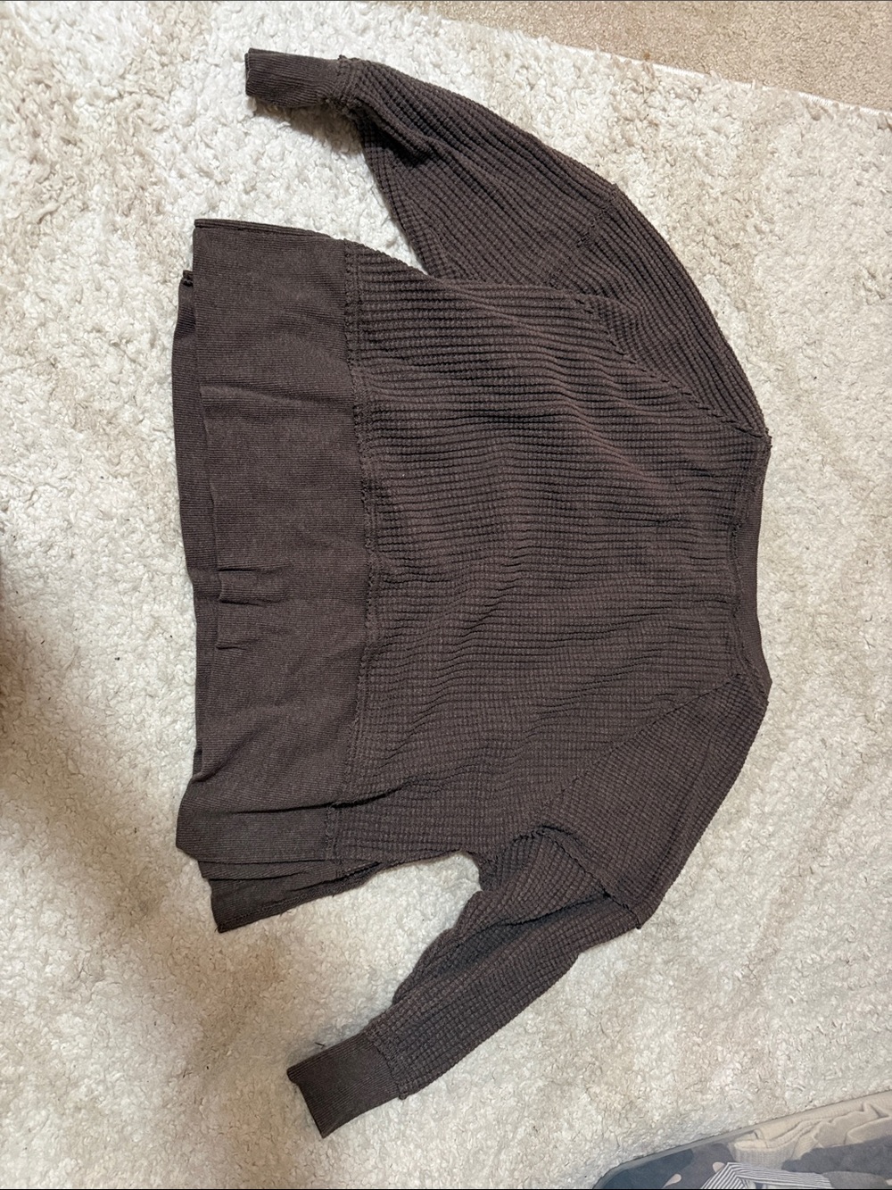 American Eagle Outfitters Brown Waffle Knit Pullover Sweatshirt